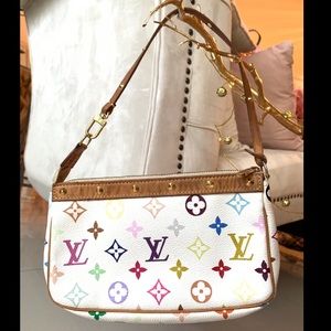 LUIS VUITTON WHITE MULTI-COLORED PURSE